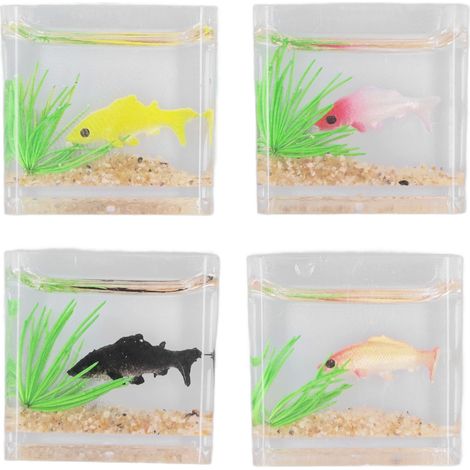 4 pièces Décoration Miniature Aquarium Poisson pour Maison de Poupée 1:12, Réservoir Poisson Simulé Vif Accessoire Bol (1/5)