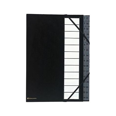 Ordnungsmappe Ordonator® DIN A4 225g/m² Balacron Farbe: schwarz Farbe des Fächerblocks: grau 32 Fächer (1/4)