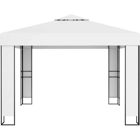 Tonnelle Barnum de Jardin, Pavillon, Pergola, Tente de jardin, avec toit double 3x3 m Blanc OIB9404E (1/5)