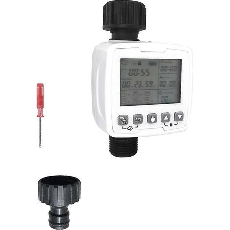 Automatischer Bewässerungstimer, Bewässerungstimer, für Wasserhahn im Freien, Tropfbewässerung, Rasen (weiß, amerikanischer Wasserhahn) (1/5)