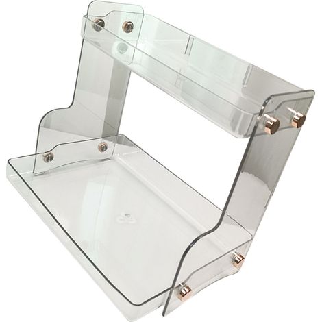Rangee de Bureau Double Niveau Économiseuse d'Espace, Organiseur de Bureau Multifonctionnel Transparent pour Dormitory et Bureau (1/5)