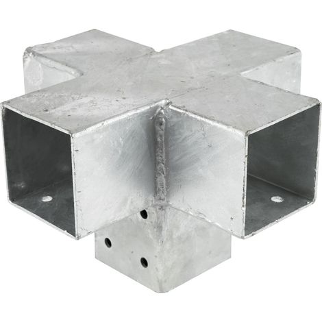 Wovar – Connexion d'angle pour poteaux 7 x 7 cm en acier galvanisé – 20 trous de vis pour montage rapide – Modèle Cross