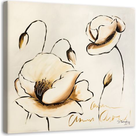 Tableau sur toile Fleurs peintes 30x30 (1/5)