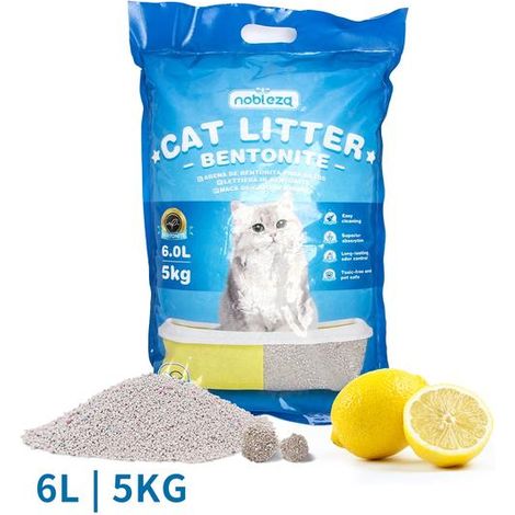 Litière pour chat à la bentonite au citron 5kg Litière fine pour chats Litière pour chat (1/5)