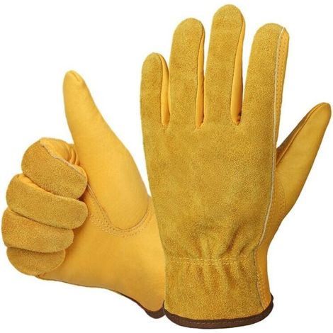 Leather Work Gloves, 2 Pairs of Water-Resistant Gloves for Construction, Gardening and Car Repair, Available in Size XL for Men and Women (1/4)