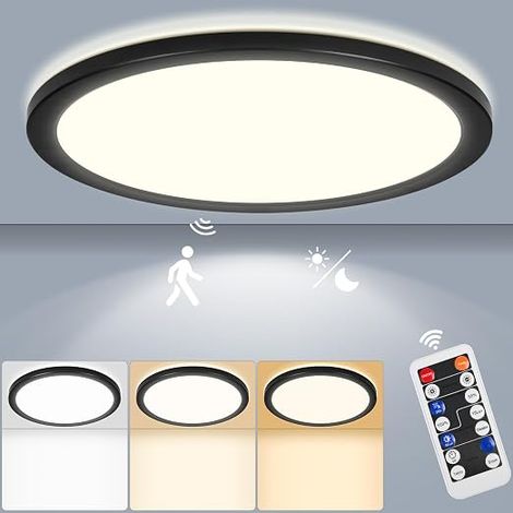 Dimmable LED Ceiling Light with Radar Motion Sensor 24W 2400LM with Remote Control 3000K-6000K Ceiling Light, 2.5 cm Ultra Thin Ceiling Lights for Baths, Garages, Corridors, Diameter 30 (1/5)