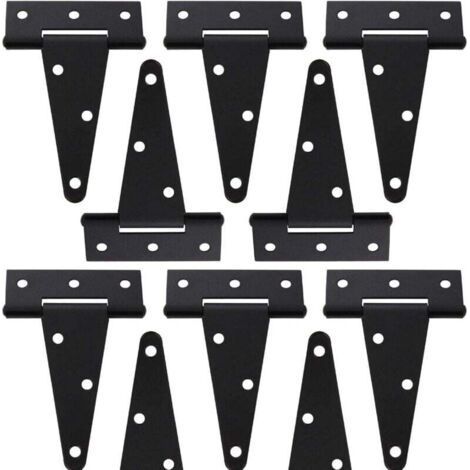 PA Lot de 10 Charnières en T 10,2 cm Fer Forgé Noir pour Porte Abri Jardin Grange Clôture (1/4)