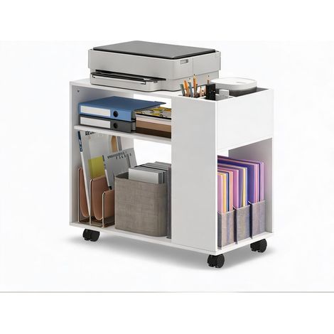 Meuble de rangement de bureau blanco 70 x 36 x 60 cm (1/5)
