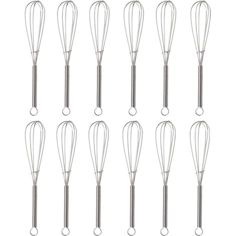 Lot de 12 petits fouets, mini fouets en acier inoxydable, batteurs à œufs, 12,5 cm (1/5)