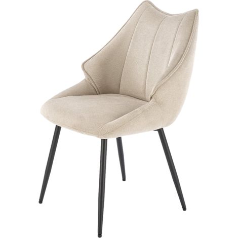 Chaise design en tissu beige avec pieds en métal noir Ricardo (1/5)