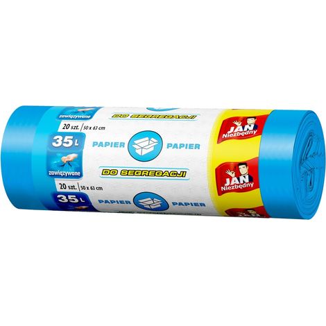 Sacchi per rifiuti resistenti da 35 l per carta, 20 pezzi, blu