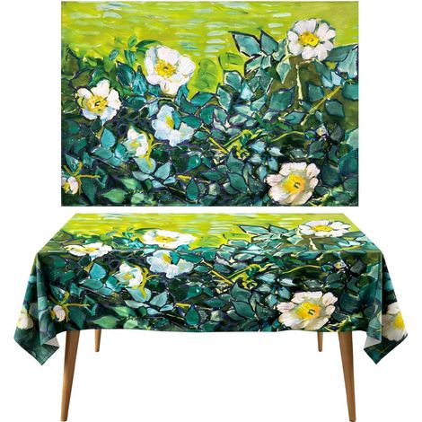 Abstrakte Tischdecke mit Rosenmotiv, 140x200 cm, rechteckig, für drinnen & draußen