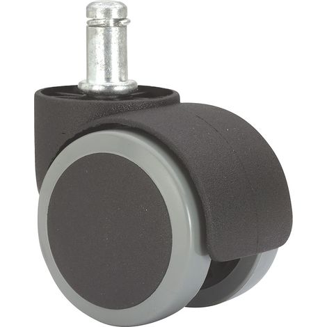 Rueda Giratoria Nylon Poliuretano 11x22mm Ø5cm Negro Gris Espiga Lisa Eje Liso 50kg Marca (1/3)
