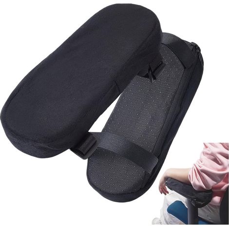 Lot de 2 coussins d'accoudoirs - Coussins pour coudes - Protège-bras - Housses d'accoudoirs confortables et amovibles - Coussins d'accoudoirs en polyester - Pour chaises de bureau, sièges auto et chai (1/5)