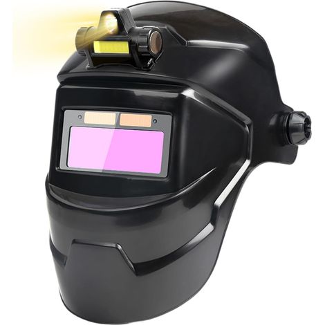 Casco per saldatura con oscuramento automatico  Maschera per saldatura con sistema integrato  Casco per saldatura resistente al calore con autooscurante per applicazioni industriali, cantieri e sicure (1/5)