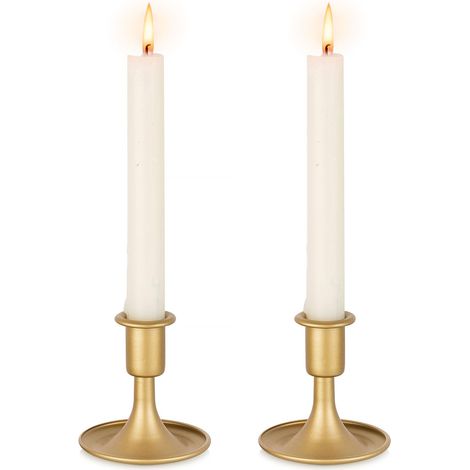 Bougeoir Doré Chandelier Rétro en Or: 2 Porte-Bougies en Métal Mariage pour Bougies Conique pour Centre de Table Noël ou Décoration d'intérieure (1/5)