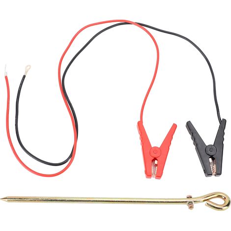 Kit mise à la terre clôture électrique galvanisé avec tige 100 cm et 2 pinces crocodile pour chargeur solaire et générateur (1/5)