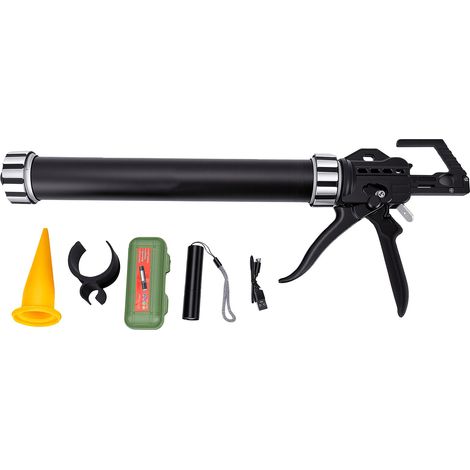 Kit pistolet à mastic avec lampe LED, outil manuel robuste pour cartouches et colle en boudin, 19 roulements, rapport de poussée 18:1, anti-goutte (1/5)