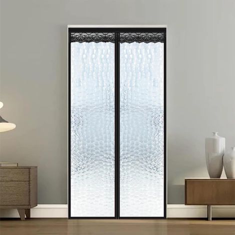Rideau Magnétique de Protection Thermique Pour Portes, 100x 210 Cm, Rideau Eva Avec Joint Thermique Coupe-Vent Isolation, Pour Garage, Balcon, Cuisine, Vitrine de Porte (Cube d'eau) (1/5)