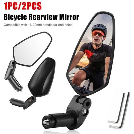Un par de espejos retrovisores universales de alta calidad y ajustables en 360° para bicicletas, patinetes eléctricos y motocicletas, que garantizan la seguridad del conductor. (1/4)