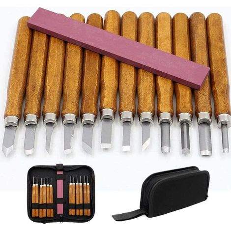 Juego de herramientas para tallar madera para profesionales y principiantes  12 piezas + Bolsa (1/5)