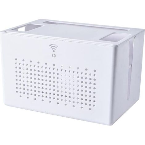 Boîte de rangement double couche pour routeur Wi-Fi, boîte de rangement pour câbles de prise de bureau, boîte pour décodeur, boîte de finition dissimulée (1/5)