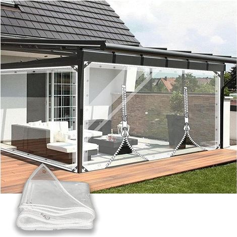 Tenda da esterno impermeabile con porta a cerniera, telone trasparente, dimensioni personalizzabili per facciata, pergola, cabana