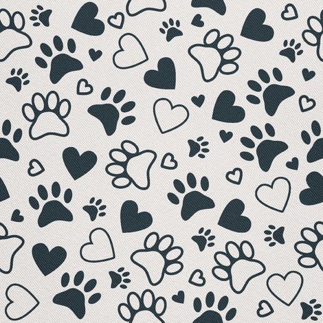Tela decorativa para exteriores Oxford - Motivo de corazones con huellas de patas I DX142 (1/5)