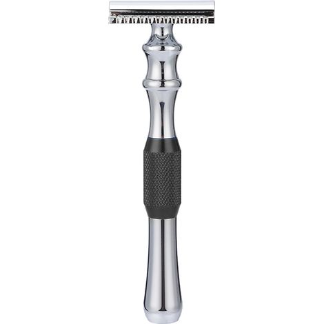 Rasoir de sûreté classique double tranchant pour homme avec support (Noir) (1/5)