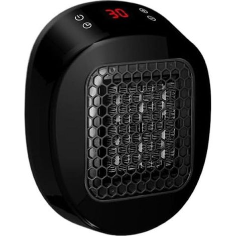 Chauffage mural (Noir)pour maison avec télécommande, mini radiateur soufflant en céramique, 600W 15-32℃, Minuteur de 1-12h, Système Thermostatique, Bas Bruit chauffage silencieux (1/5)