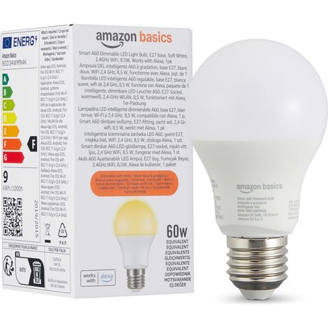 Lot de 1 ampoule LED intelligente à intensité variable, E27, 8W (60W Equivalent), Blanc Doux, 1 pièce (1/5)