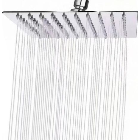 10-inch square stainless steel shower head, universal rain shower head, 360° rotating high-pressure shower, self-cleaning, easy to install and clean (1/5)