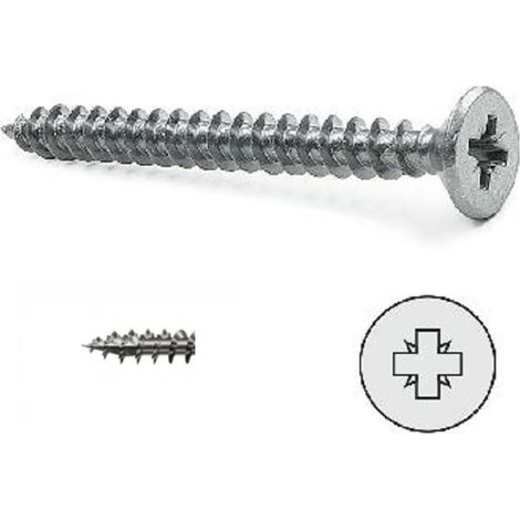 tornillo rosca madera cabeza plana rs-fix pozidriv zincado largo 50nm diámetro 5mm (caja 200)
