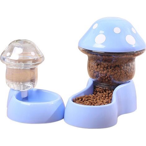 Katzenfutterautomat und Hundefutterspender-Set für kleine und mittelgroße Haustiere, inklusive Wasserspender, Blau (1/5)