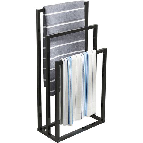 CHICFURN Toallero de pie de 3 niveles 45 x 22 x 86 cm de metal negro, secado rápido (1/5)