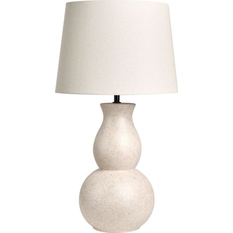 Lampe de Table de Style Scandinave Pied en Céramique et Abat-jour en Lin Forme Cylindrique Peint en Beige Clair Charges (1/5)