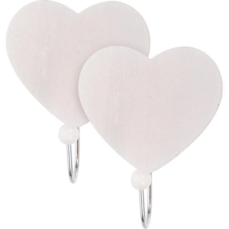 Lot de 2 crochets muraux en forme de cœur blancs crochets de (1/5)