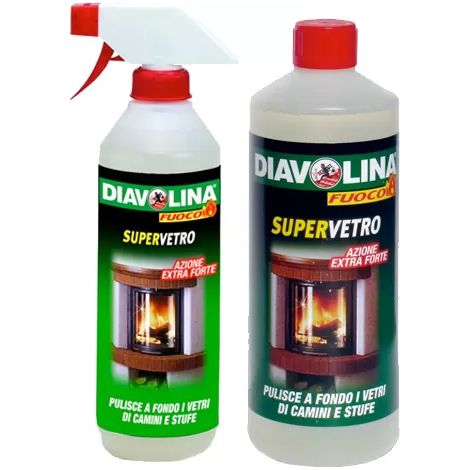 Diavolina 15052 Glasreiniger Öfen Kamine SuperVetro mit Nachfüllpackung