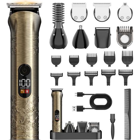 Tondeuse Cheveux Hommes, Kit Professionnel 17-en-1 avec Tondeuse Barbe Homme et Écran LCD ainsi que Tondeuse Finition Zero Gapped Rechargeable USB-C pour un Soin du Corps Complet Homme (1/5)