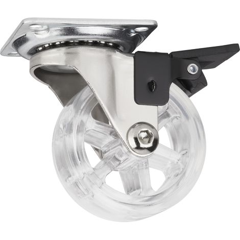 SO-TECH Design Möbelrolle RAPID Rollen-Ø 50 mm transparent mit Bremse Tragkraft 35 kg