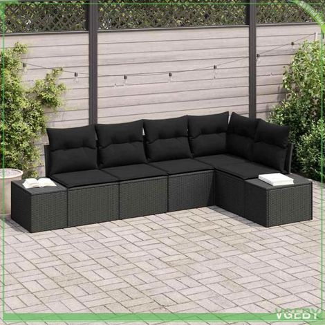 Ensemble de canapé de jardin - FAFEICY - 5 pcs - Modulaire - Noir - Rangement (1/5)