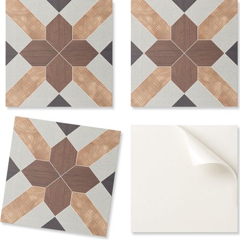 Juego de baldosas de vinilo para suelo con estampado y motivo geom茅trico de 20x20x20 cm.