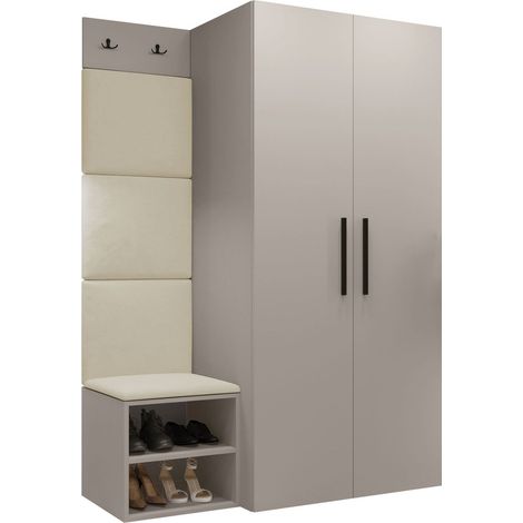 Conjunto para recibidor Nitos IV, Manila 02, 191x122x50cm, Tapiz, Aglomerado laminado, Colocada, Montada en la pared