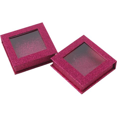 Boîte de Rangement Magnétique pour Faux Cils - 2 Pièces, Format Carré, Couleur Violet (1/5)
