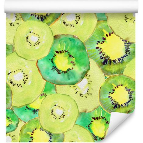Papel pintado verde frutal para salón y dormitorio, 50x1000 cm. (1/5)