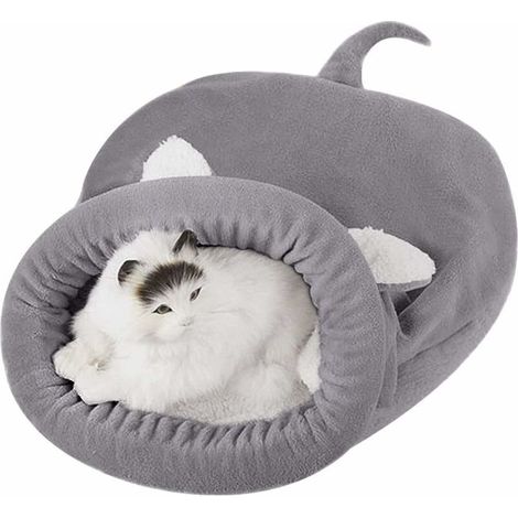 Semi-enclosed Foldable Portable Winter Cat Sleeping Bag (Grey)