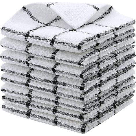 Lot de 12 torchons de cuisine en microfibre à absorption rapide, chiffons à vaisselle ultra doux en coton pour nettoyer et sécher,30×30 cm(gris) (1/5)