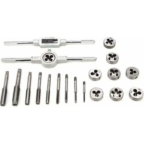 20 PCS Outil Pour Tarauder, tarauds et filières, Filetage Extracteurs de Vis, M3-M12 en Acier, avec Étui de Rangement (1/4)