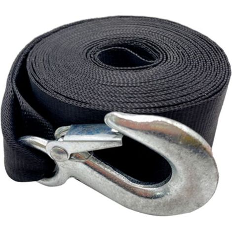 1 pièce Sangle de treuil Divers accessoire de portail, 10 m, charge de rupture 1500 kg, crochet avec clip de sécurité, noir (1/4)