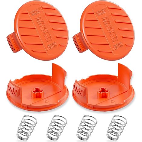 Tapa de carrete de 4 piezas compatible con desbrozadoras Black & Decker, tapa de carrete RC-100-P, resortes de tapa de carrete para desbrozadora Black & Decker (1/5)